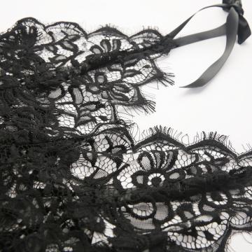 lingerie oem cílios macacão de renda com alças de cetim de seda