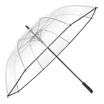 2024 New Clear Windproof Semi-Automatic Umbrella with Printed Design
