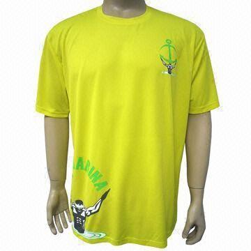 Men's Printed Yellow T-shirt, Ideal for Sports, Customized Logo Printings are Accepted