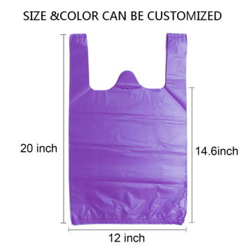 Reuse Cheap milk white Plastic T Shirt Bag shopping bag with logo for Grocery Store