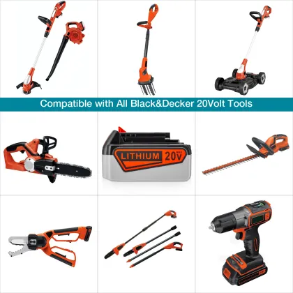 7.0Ah 20V Lithium Battery & Rapid Charger for Black+Decker 20V Cordless Tools