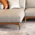 Sofa sofi kulit sing elegan kanthi sentuhan mewah