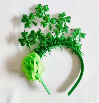 Green Headbands with Shamrock Pattern for St. Patrick's Day Parties