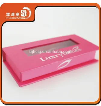 Luxury foldable rigid cardboard custom eyelash box with clear window