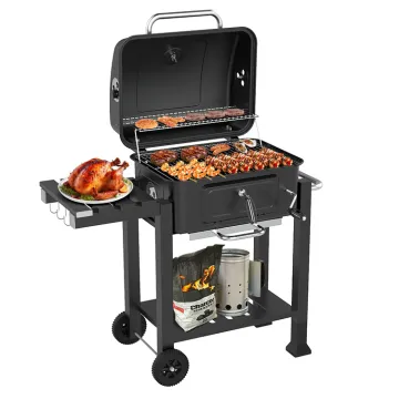 Heavy Duty Large Outdoor Backyard Smoker Function Barbeque Bbq Grill Trolley Charcoal Barbecue Grill With Side Table
