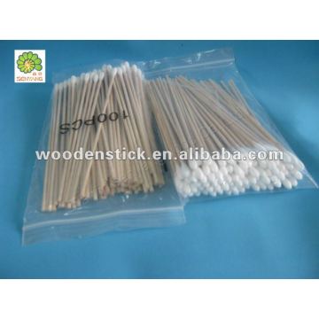 75mm dental sterile cotton bud madical wood cotton swab stick