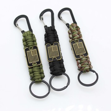 USA Flag Outdoor Survival Parachute Keychain