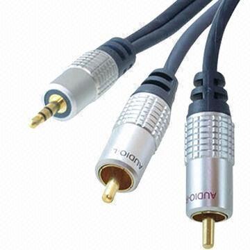 Metal RCA Cables, 24K Gold-plated RCA Male to 2 RCA Male