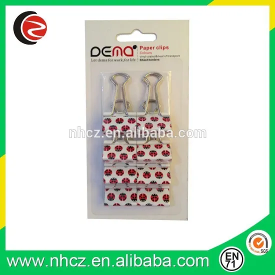 Ladybug Printed Metal Binder Clips