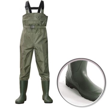 Outdoor Half Body Nylon PVC Fishing Pants Wear-resistant Waterproof Non-Slip Wading Pants Hunting Working Durable Rubber Boots