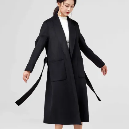 Classic Black Double-Faced Trench Coat