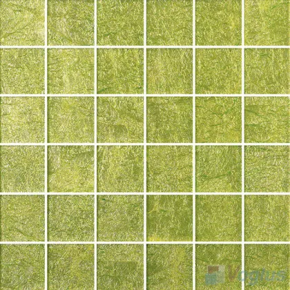Green 2X2 Heritage Gold Leaf Glass Tiles