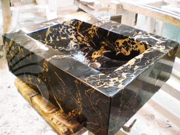 Black and Gold Marble Wash Basin