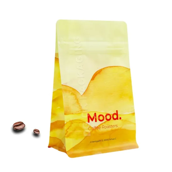 Factory Wholesale Flat Bottom Coffee Packaging Bags with Stand-Up Zipper Top and Valve