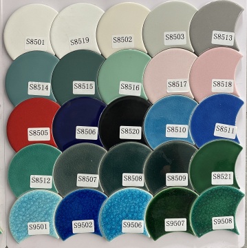 Wholesale Glossy Fish Scale Mosaic Tiles - Blue Green Crackle Finish