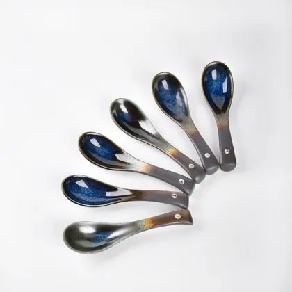 Japanese Ceramic Ramen Spoon - Gradient Blue
