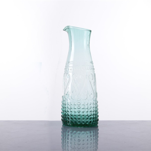 Unique Green Colour Raised Design Glass Pitcher