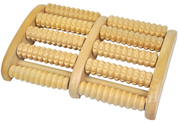 Wood Foot Massager 10 Rows Wooden Roller Stress Relief Body Massage Relax Feet