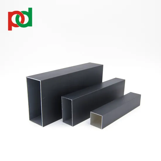 Rectangular Aluminum Profiles Tubes - Black Matte Wood Look