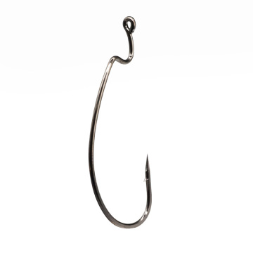 Black High Carbon Steel Worm Jig Crank Hook for Big Bass and Soft Lures