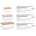 Bamboo Lid Container Clear Storage Box Pantry Bin