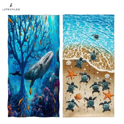 Custom Microfiber Beach Towels with Logo: Longzhou OEM Polyester Sublimation Sand-Free Towels