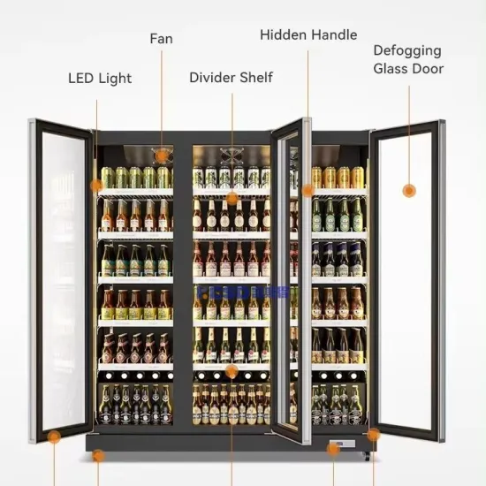 Supermarket and Store Glass Door Refrigerators Refrigeration Equipment Commercial Cold Drink Fridge for Sale