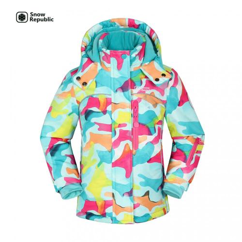 snow republic windproof waterproof kid printed ski jacket