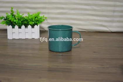 Green Enamel Mug Big Capacity Mug with White Speckle