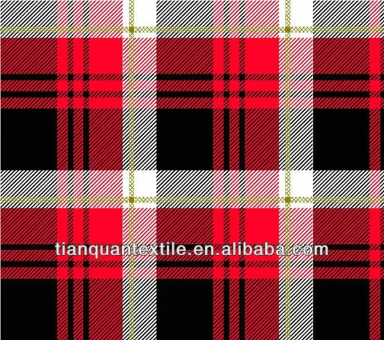 tartan plaid print 100% cotton flannel fabric brushed