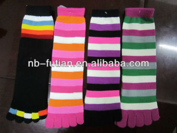 fashion Five toe socks long winter stripe socks for girls western style
