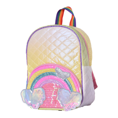 虹とキラキラ透明な色のPVC子供バックパック