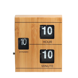 Bamboo flip clock with book shape