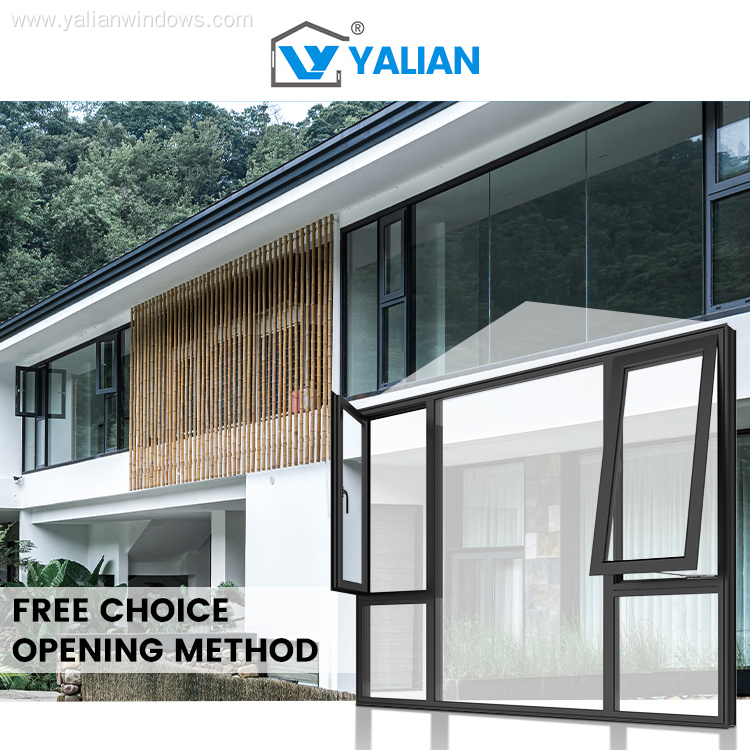 French Double Tempered Glass Casement Windows Windproof