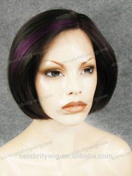 Bobi hair style wig highlight purple color synthetic short bob lace front wigs