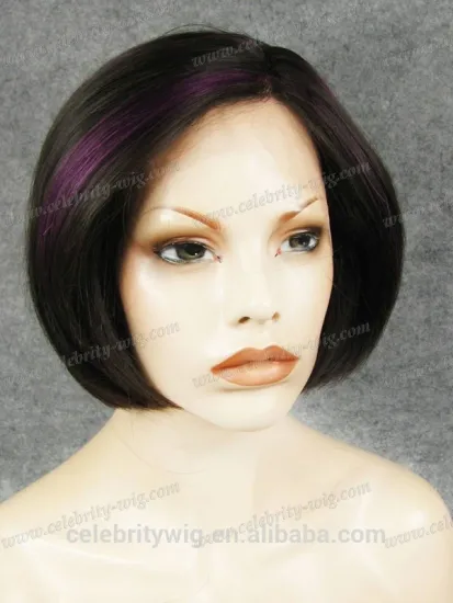 Bobi hair style wig highlight purple color synthetic short bob lace front wigs