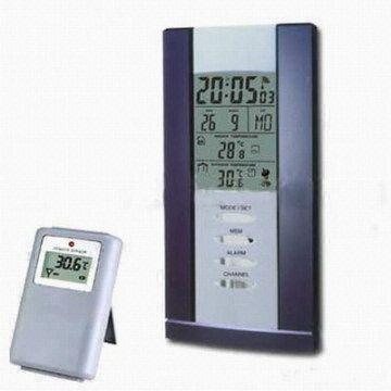 Jam Meja dengan termometer dalaman dan Hygrometer