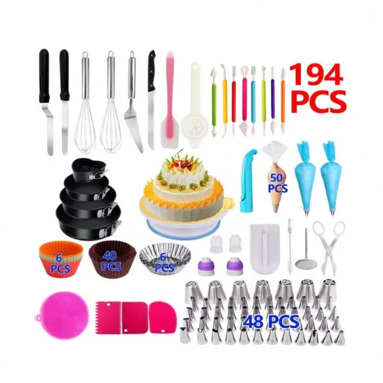194 Pcs Baking Set - Cake Turntable Decorating Kit Tools Accessories