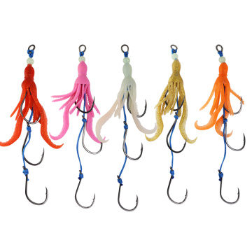 Squid Fishing Hook Octopus Jig Soft Lure Artificial Bait Triple Assist Hooks