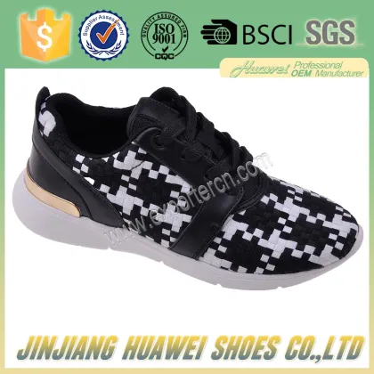 Women's UNN, Black Woven Wedge Shoes, Elastic Fabric Shoes