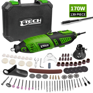 Affordable 170W Mini Drill and 139-Piece Rotary Tool Kit for DIY Grinding Projects
