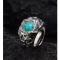 Anillo plateado hecho a mano "Blue Lake" incrustado