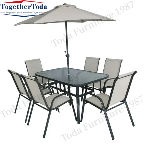 Metal dining table chair set for outdoor garden