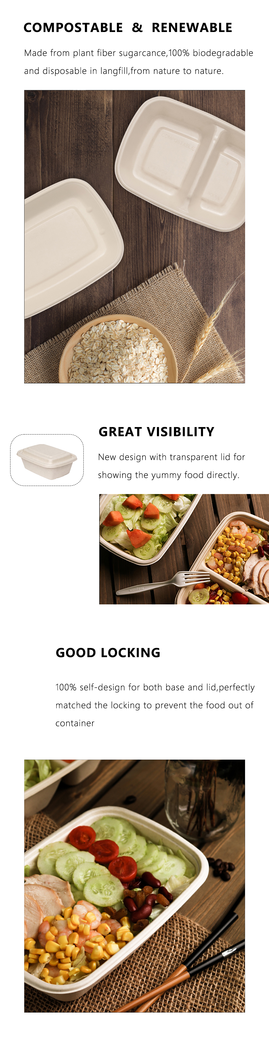 Disposable Biodegradable Takeaway Compostable Food Packaging, High ...