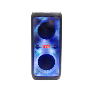 2x6" fires party speaker with mic 2021 bt boombox dj sound box with flame colorful LED party box speaker