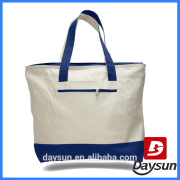 Canvas zippered tote shopping bag shopping carry bag