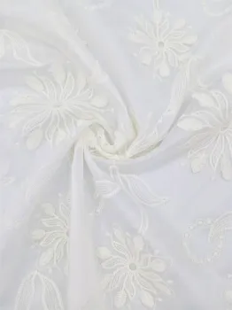 Textiles 20D*60S White Elegant Embroidery Lace Fabrics