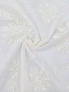 Textiles 20D*60S White Elegant Embroidery Lace Fabrics