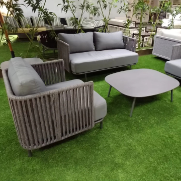 High Quality Aluminum Frame Rope Weaving Patio Deep Seating Sofa Set