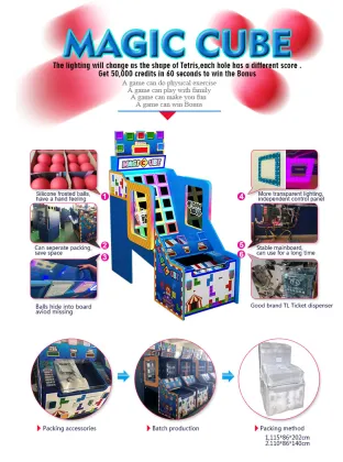 ThreePlus Space Theme Ball Pitching Skill Game Machine, Magic Cube Ticket Redemption Arcade Game for Sale